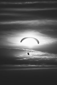 Preview wallpaper paraglider, silhouette, sky, flight, black and white