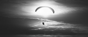 Preview wallpaper paraglider, silhouette, sky, flight, black and white