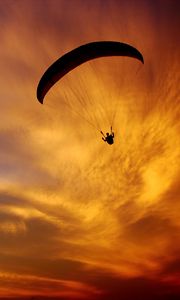 Preview wallpaper paraglider, silhouette, sunset, dark