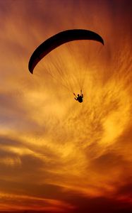 Preview wallpaper paraglider, silhouette, sunset, dark