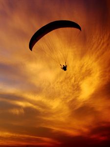 Preview wallpaper paraglider, silhouette, sunset, dark