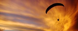 Preview wallpaper paraglider, silhouette, sunset, dark