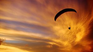 Preview wallpaper paraglider, silhouette, sunset, dark