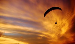 Preview wallpaper paraglider, silhouette, sunset, dark