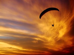 Preview wallpaper paraglider, silhouette, sunset, dark