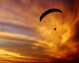 Preview wallpaper paraglider, silhouette, sunset, dark