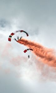 Preview wallpaper paraglider, smoke, flight, sky