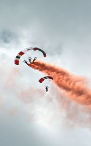 Preview wallpaper paraglider, smoke, flight, sky