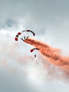 Preview wallpaper paraglider, smoke, flight, sky