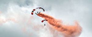 Preview wallpaper paraglider, smoke, flight, sky