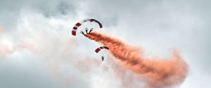 Preview wallpaper paraglider, smoke, flight, sky