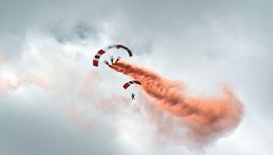 Preview wallpaper paraglider, smoke, flight, sky