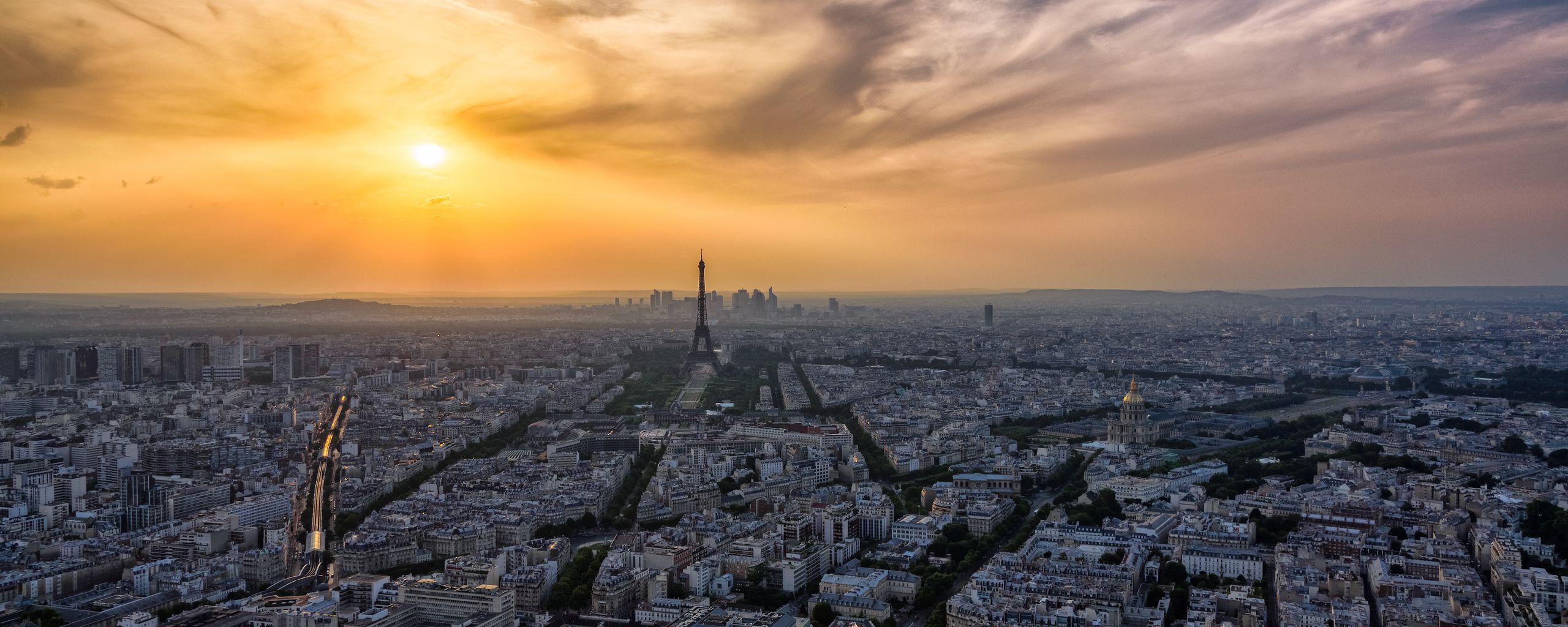 2560x1024 Wallpaper paris, eiffel tower, city, buildings, france