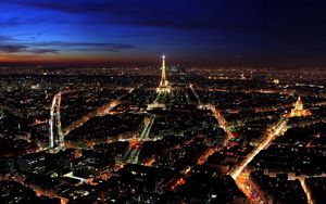 Preview wallpaper paris, france, night, top view, city lights