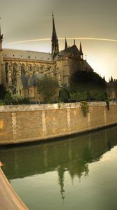 Preview wallpaper paris, notre dame cathedral, river, sky