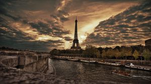Romantic Paris seine river trees bridge eiffel tower france HD  wallpaper  Peakpx