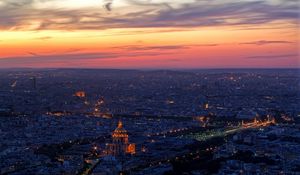 Preview wallpaper paris, top view, panorama, city, sky, sunset