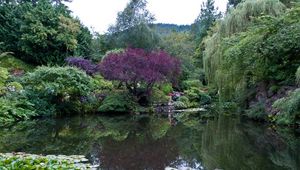 Preview wallpaper park, canada, garden, pond, victoria butchart, nature