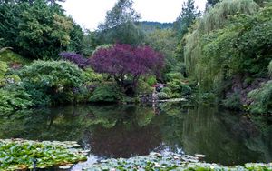 Preview wallpaper park, canada, garden, pond, victoria butchart, nature