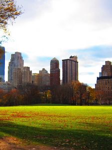 Preview wallpaper park, evening, new york, foliage, home