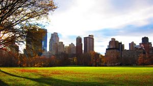 Preview wallpaper park, evening, new york, foliage, home