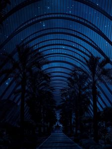 Preview wallpaper park, greenhouse, light, night