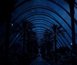 Preview wallpaper park, greenhouse, light, night