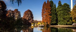 Preview wallpaper park, lake, autumn, trees, reflection