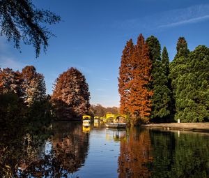 Preview wallpaper park, lake, autumn, trees, reflection