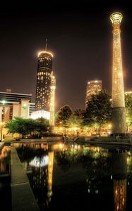 Preview wallpaper park, usa, centennial atlanta, night, hdr