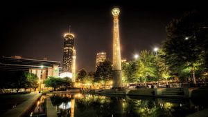 Preview wallpaper park, usa, centennial atlanta, night, hdr