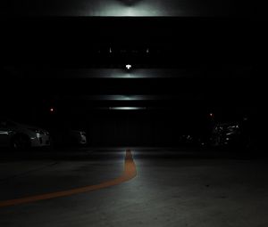 Preview wallpaper parking, cars, lamps, glow, dark