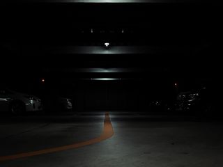 320x240 Wallpaper parking, cars, lamps, glow, dark