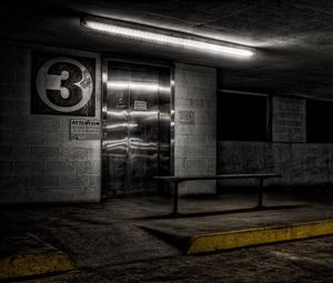 Preview wallpaper parking, lift, bench, hdr