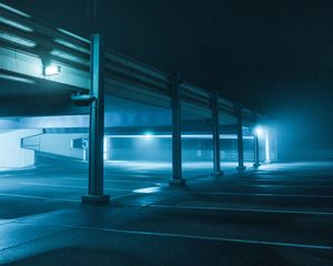 Preview wallpaper parking, night, lights, glow