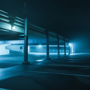 Preview wallpaper parking, night, lights, glow
