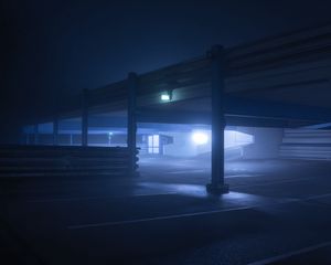 Preview wallpaper parking, night, lights, glow, shady