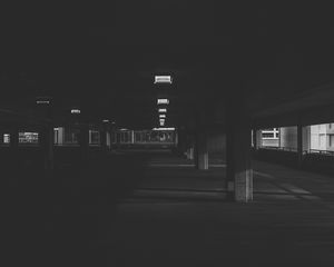 Preview wallpaper parking, underground, bw, dark