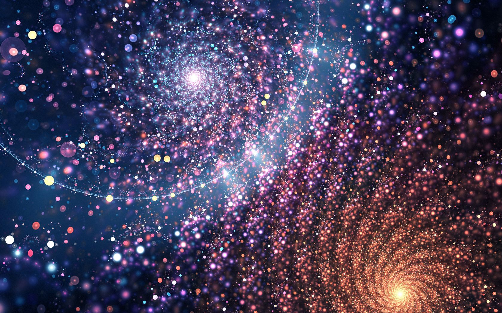 1680x1050 Wallpaper particles, spiral, glow, background