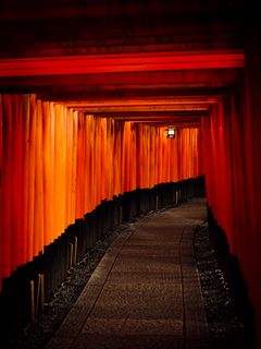 240x320 Wallpaper passage, corridor, turn, red, path