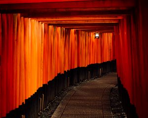 Preview wallpaper passage, corridor, turn, red, path