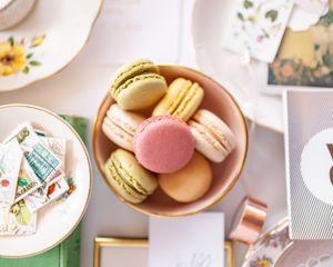 Preview wallpaper pasta, cookies, dessert, plates, letter