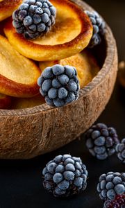 Preview wallpaper pastries, blackberries, berries, plate