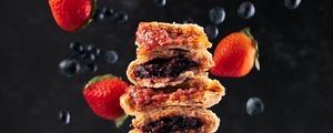 Preview wallpaper pastries, jam, strawberries, blueberries, berries, dessert