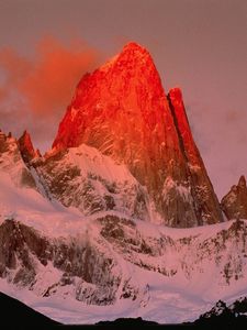 Preview wallpaper patagonia, argentina, mountain, rock, top, evening