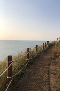 Preview wallpaper path, fence, ocean, nature, landscape