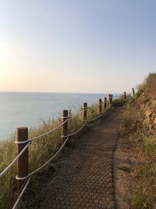Preview wallpaper path, fence, ocean, nature, landscape