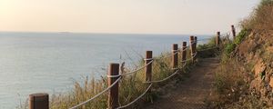 Preview wallpaper path, fence, ocean, nature, landscape