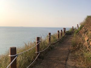 Preview wallpaper path, fence, ocean, nature, landscape