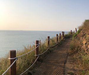 Preview wallpaper path, fence, ocean, nature, landscape